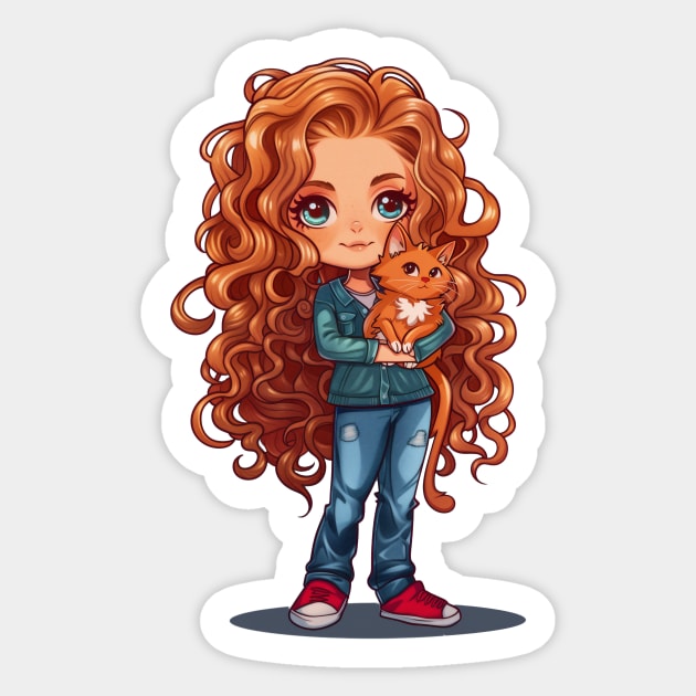 Ginger Girl Ginger Cat Sticker by JunkyDotCom